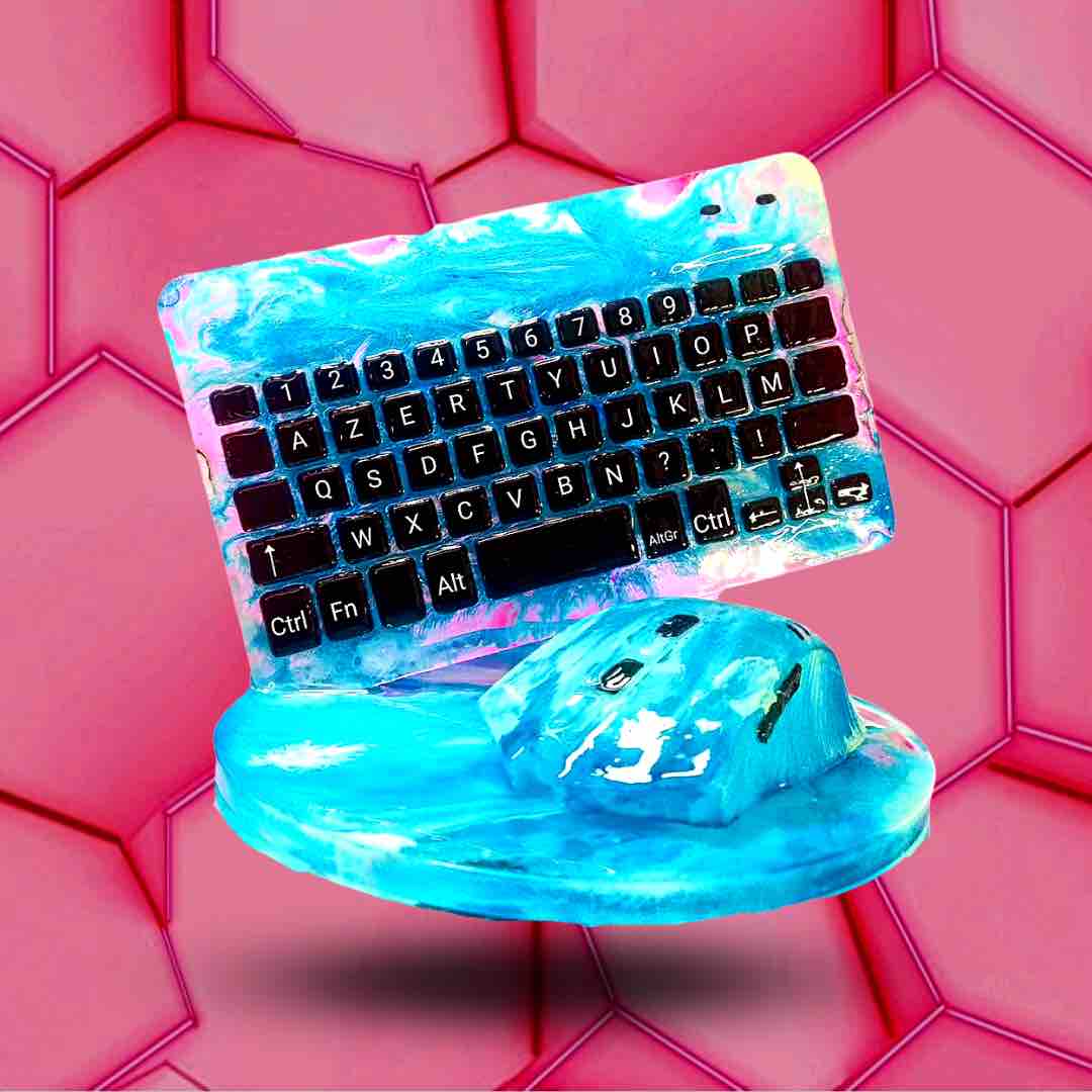 Clavier et souris gamer bleu