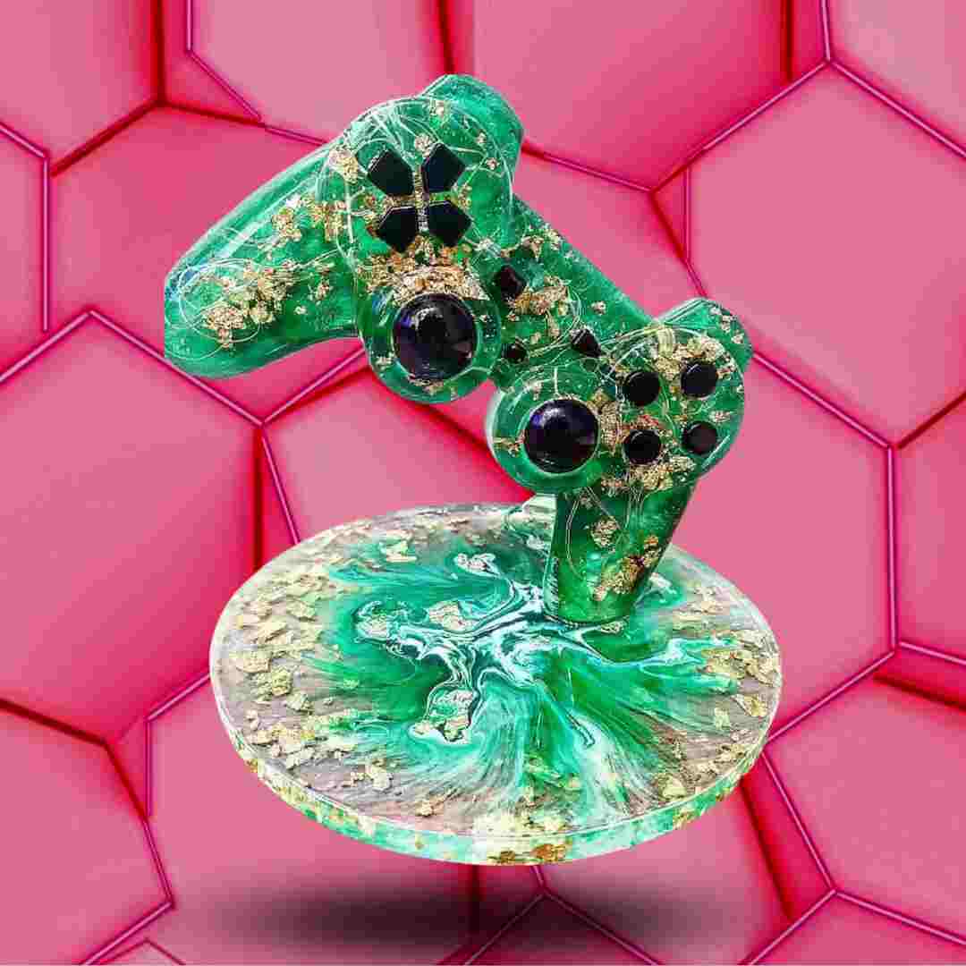 Décoration manette Playstation doré et vert