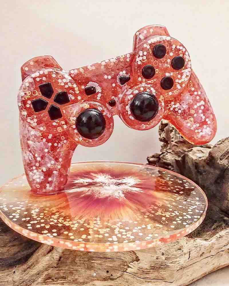 Décoration manette Playstation orange