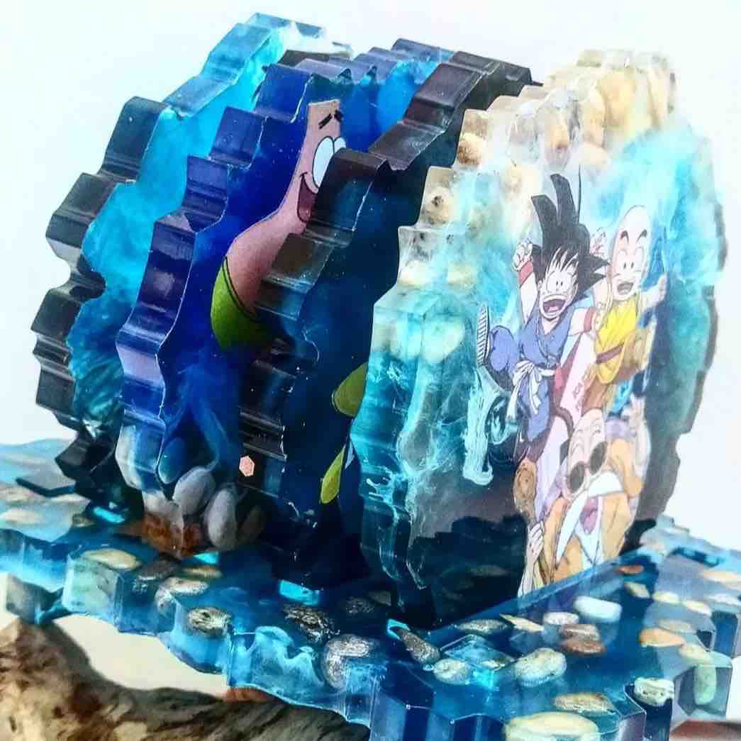 Dessous de verres bleus avec des motifs de manga