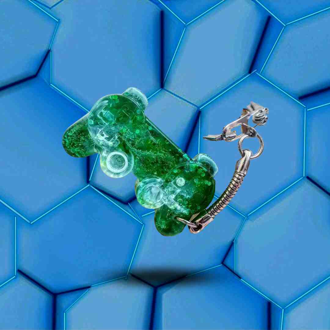 Porte-clés manette Playstation vert et blanc