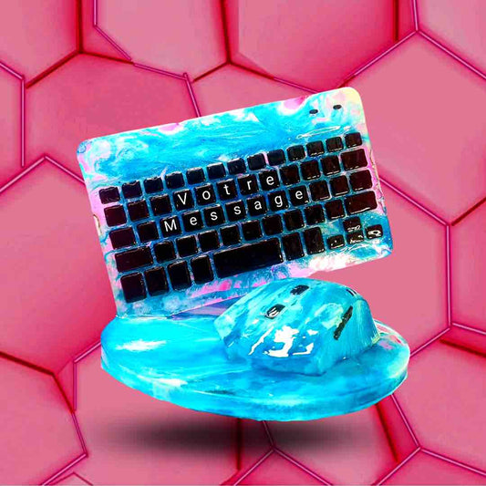 Clavier et souris gamer bleus