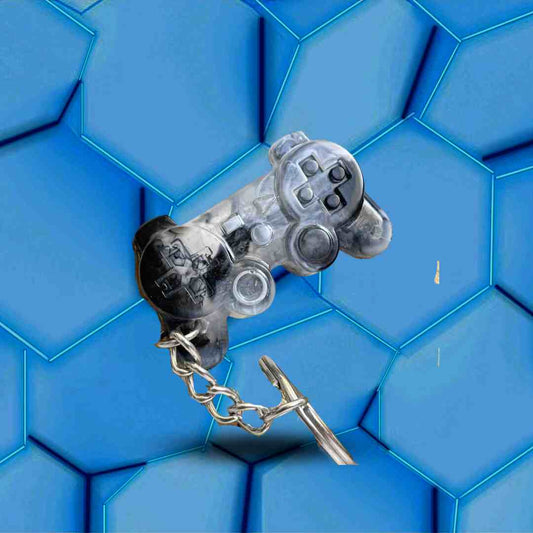 Porte-clés manette Playstation noir et blanc