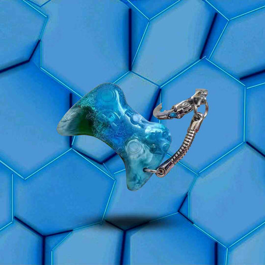 Porte-clés en forme de manette Xbox bleu, blanc et vert