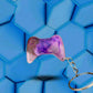 Porte-clés en forme de manette Xbox violet, rose et blanc