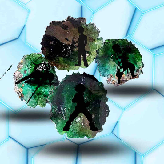 Dessous de verres verts avec motifs mangas noirs