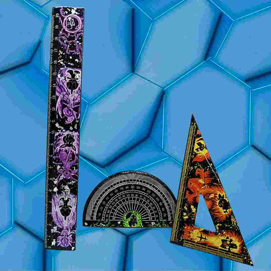 Trio de mesure (Règle, équerre, rapporteur)